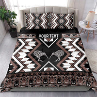 Personalised Taniko Motifs Aotearoa Bedding Set Waitangi Kowhaiwhai Kiwi - Mocha LT7 - Polynesian Pride