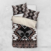 Personalised Taniko Motifs Aotearoa Bedding Set Waitangi Kowhaiwhai Kiwi - Mocha LT7 US Twin 172cm x 218cm Mocha - Polynesian Pride