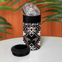 Personalised Taniko Motifs Aotearoa 4 in 1 Can Cooler Tumbler Waitangi Kowhaiwhai Kiwi - Mocha LT7 - Polynesian Pride
