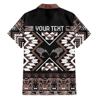 Personalised Taniko Motifs Aotearoa Family Matching Puletasi and Hawaiian Shirt Waitangi Kowhaiwhai Kiwi - Mocha