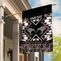 Personalised Taniko Motifs Aotearoa Garden Flag Waitangi Kowhaiwhai Kiwi - Mocha LT7 House Flag Mocha - Polynesian Pride