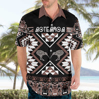 Personalised Taniko Motifs Aotearoa Hawaiian Shirt Waitangi Kowhaiwhai Kiwi - Mocha LT7 - Polynesian Pride