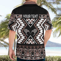 Personalised Taniko Motifs Aotearoa Hawaiian Shirt Waitangi Kowhaiwhai Kiwi - Mocha LT7 - Polynesian Pride