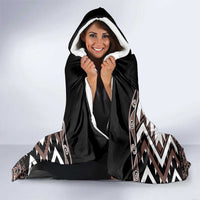 Personalised Taniko Motifs Aotearoa Hooded Blanket Waitangi Kowhaiwhai Kiwi - Mocha LT7 - Polynesian Pride