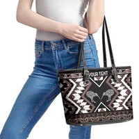 Personalised Taniko Motifs Aotearoa Leather Tote Bag Waitangi Kowhaiwhai Kiwi - Mocha LT7 - Polynesian Pride