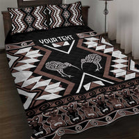 Personalised Taniko Motifs Aotearoa Quilt Bed Set Waitangi Kowhaiwhai Kiwi - Mocha LT7 Mocha - Polynesian Pride