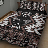 Personalised Taniko Motifs Aotearoa Quilt Bed Set Waitangi Kowhaiwhai Kiwi - Mocha LT7 - Polynesian Pride