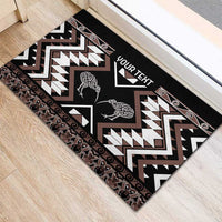 Personalised Taniko Motifs Aotearoa Rubber Doormat Waitangi Kowhaiwhai Kiwi - Mocha LT7 - Polynesian Pride