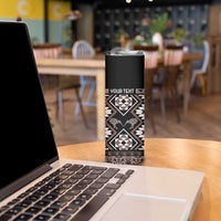 Personalised Taniko Motifs Aotearoa Skinny Tumbler Waitangi Kowhaiwhai Kiwi - Mocha
