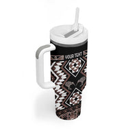 Personalised Taniko Motifs Aotearoa Tumbler With Handle Waitangi Kowhaiwhai Kiwi - Mocha LT7 - Polynesian Pride