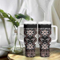 Personalised Taniko Motifs Aotearoa Tumbler With Handle Waitangi Kowhaiwhai Kiwi - Mocha LT7 - Polynesian Pride