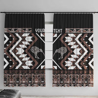 Personalised Taniko Motifs Aotearoa Window Curtain Waitangi Kowhaiwhai Kiwi - Mocha LT7 With Hooks Mocha - Polynesian Pride