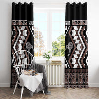 Personalised Taniko Motifs Aotearoa Window Curtain Waitangi Kowhaiwhai Kiwi - Mocha LT7 - Polynesian Pride