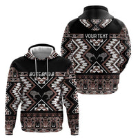 Personalised Taniko Motifs Aotearoa Zip Hoodie Waitangi Kowhaiwhai Kiwi - Mocha