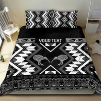 Personalised Taniko Motifs Aotearoa Bedding Set Waitangi Kowhaiwhai Kiwi - Monochrome LT7 - Polynesian Pride