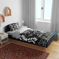 Personalised Taniko Motifs Aotearoa Bedding Set Waitangi Kowhaiwhai Kiwi - Monochrome LT7 - Polynesian Pride
