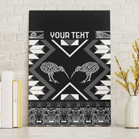 Personalised Taniko Motifs Aotearoa Canvas Wall Art Waitangi Kowhaiwhai Kiwi - Monochrome LT7 Without Frame Grey - Polynesian Pride