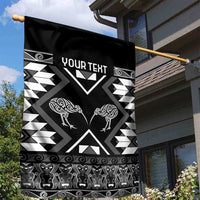 Personalised Taniko Motifs Aotearoa Garden Flag Waitangi Kowhaiwhai Kiwi - Monochrome LT7 - Polynesian Pride
