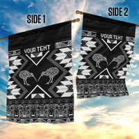 Personalised Taniko Motifs Aotearoa Garden Flag Waitangi Kowhaiwhai Kiwi - Monochrome LT7 - Polynesian Pride