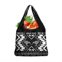 Personalised Taniko Motifs Aotearoa Grocery Bag Waitangi Kowhaiwhai Kiwi - Monochrome