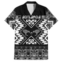 Personalised Taniko Motifs Aotearoa Hawaiian Shirt Waitangi Kowhaiwhai Kiwi - Monochrome LT7 Grey - Polynesian Pride
