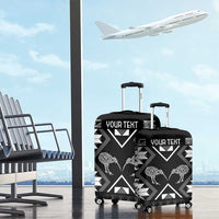 Personalised Taniko Motifs Aotearoa Luggage Cover Waitangi Kowhaiwhai Kiwi - Monochrome