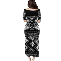 Personalised Taniko Motifs Aotearoa Puletasi Waitangi Kowhaiwhai Kiwi - Monochrome LT7 - Polynesian Pride