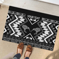 Personalised Taniko Motifs Aotearoa Rubber Doormat Waitangi Kowhaiwhai Kiwi - Monochrome LT7 - Polynesian Pride