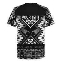 Personalised Taniko Motifs Aotearoa Rugby Jersey Waitangi Kowhaiwhai Kiwi - Monochrome