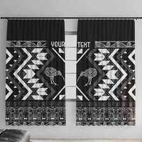 Personalised Taniko Motifs Aotearoa Window Curtain Waitangi Kowhaiwhai Kiwi - Monochrome LT7 With Hooks Grey - Polynesian Pride