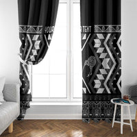 Personalised Taniko Motifs Aotearoa Window Curtain Waitangi Kowhaiwhai Kiwi - Monochrome LT7 - Polynesian Pride