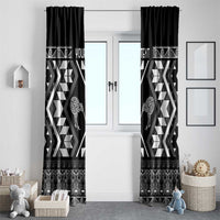 Personalised Taniko Motifs Aotearoa Window Curtain Waitangi Kowhaiwhai Kiwi - Monochrome LT7 - Polynesian Pride