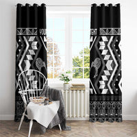 Personalised Taniko Motifs Aotearoa Window Curtain Waitangi Kowhaiwhai Kiwi - Monochrome LT7 - Polynesian Pride