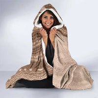 Vintage Beige Hawaiian Traditional Kapa Mix Flowers Lei Hooded Blanket LT7 - Polynesian Pride