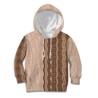 Vintage Beige Hawaiian Traditional Kapa Mix Flowers Lei Kid Hoodie LT7 Hoodie Beige - Polynesian Pride