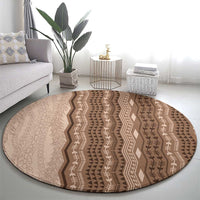 Vintage Beige Hawaiian Traditional Kapa Mix Flowers Lei Round Carpet LT7 - Polynesian Pride