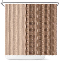Vintage Beige Hawaiian Traditional Kapa Mix Flowers Lei Shower Curtain LT7 Beige - Polynesian Pride
