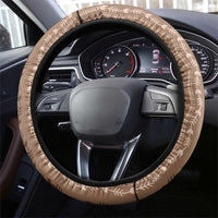 Vintage Beige Hawaiian Traditional Kapa Mix Flowers Lei Steering Wheel Cover LT7 - Polynesian Pride
