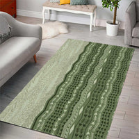 Vintage Sage Green Hawaiian Traditional Kapa Mix Flowers Lei Area Rug LT7 - Polynesian Pride