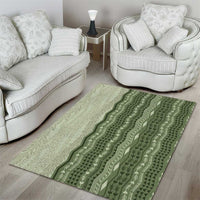 Vintage Sage Green Hawaiian Traditional Kapa Mix Flowers Lei Area Rug LT7 - Polynesian Pride