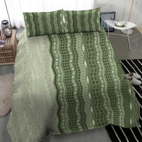 Vintage Sage Green Hawaiian Traditional Kapa Mix Flowers Lei Bedding Set LT7 - Polynesian Pride