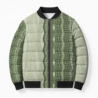 Vintage Sage Green Hawaiian Traditional Kapa Mix Flowers Lei Bomber Puffer Jacket LT7 Unisex Sage Green - Polynesian Pride