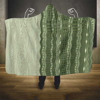 Vintage Sage Green Hawaiian Traditional Kapa Mix Flowers Lei Hooded Blanket LT7 - Polynesian Pride