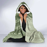 Vintage Sage Green Hawaiian Traditional Kapa Mix Flowers Lei Hooded Blanket LT7 - Polynesian Pride