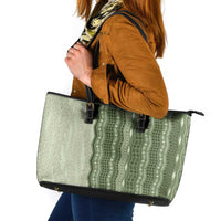 Vintage Sage Green Hawaiian Traditional Kapa Mix Flowers Lei Leather Tote Bag LT7 Sage Green - Polynesian Pride