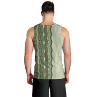 Vintage Sage Green Hawaiian Traditional Kapa Mix Flowers Lei Men Tank Top LT7 - Polynesian Pride