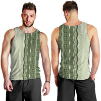 Vintage Sage Green Hawaiian Traditional Kapa Mix Flowers Lei Men Tank Top LT7 - Polynesian Pride