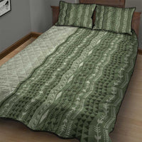 Vintage Sage Green Hawaiian Traditional Kapa Mix Flowers Lei Quilt Bed Set LT7 - Polynesian Pride