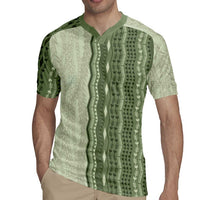 Vintage Sage Green Hawaiian Traditional Kapa Mix Flowers Lei Rugby Jersey LT7 - Polynesian Pride