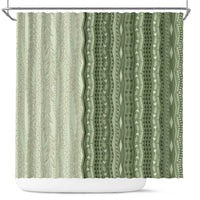Vintage Sage Green Hawaiian Traditional Kapa Mix Flowers Lei Shower Curtain LT7 Sage Green - Polynesian Pride